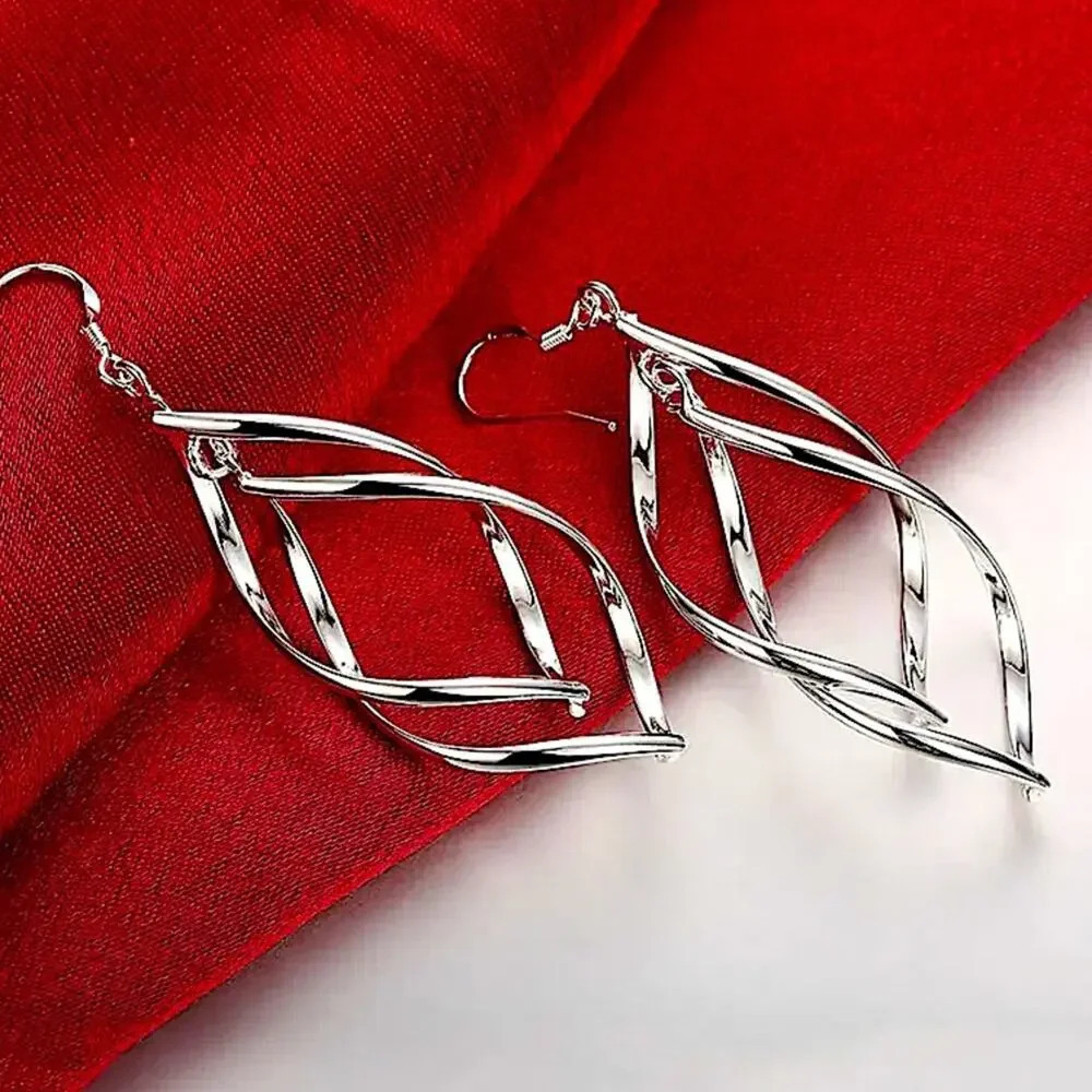 Sterling Silver Twisted Boho Dangle Earrings - Picture 1 of 5